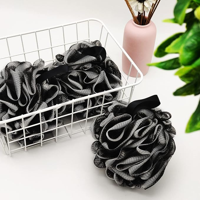 Loofah Charcoal Bath Shower Sponge Body Scrubber, 75g XL Exfoliate Mesh Pouf - Image 7
