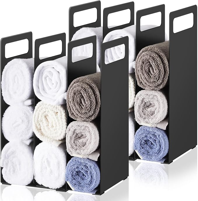 LEIFIDE Set of 4 Interlocking Towel Organizer Metal Bathroom Towel Storage Rack by LEIFIDE