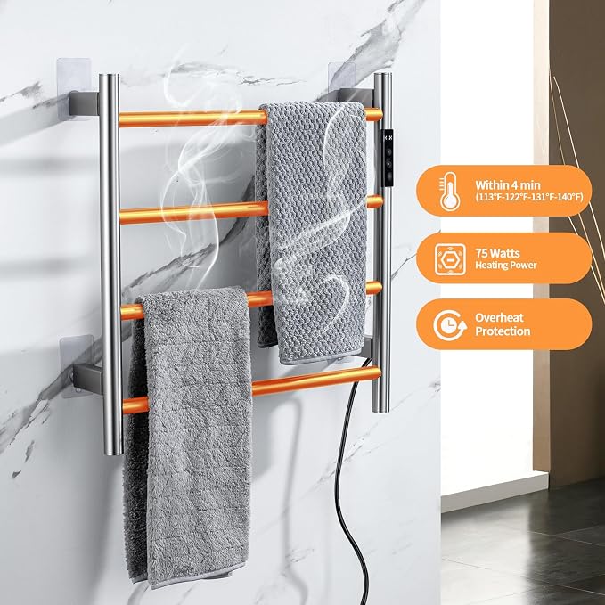 Heated Towel Racks, 4 Bars Towel Warmer Rack - Image 2