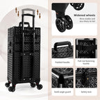 3 in 1 Rolling Makeup Train Case Professional Large Cosmetic Trolley - Image 5