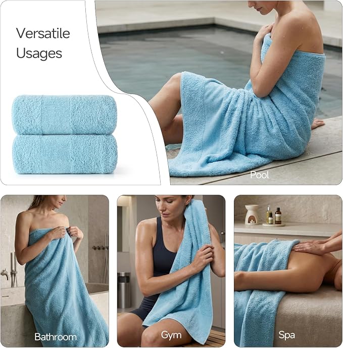 REDKISS Towels 2 Pack Luxury Extra Large Bath Towels Set 30 x 58 Inches – 100% - Image 8