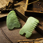 BBTO 2 Pcs Jade Comb for Scalp Massage Gua sha Comb for Head Body spa Hair - Image 2