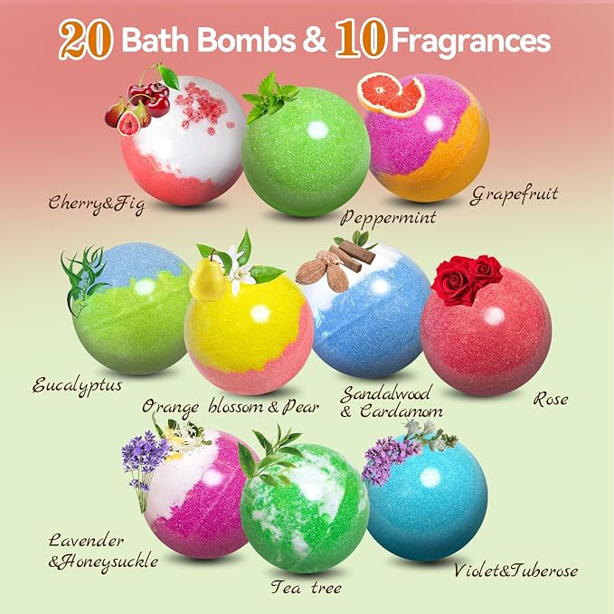 Bath Bombs for Women Gift Set, 20 Organic Bath Bombs - Image 4