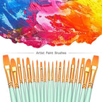 BOSOBO Paint Brushes Set, 4 Pack 40 Pcs Round Pointed Tip Paintbrushes Nylon - Image 2