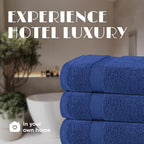 White Classic Navy Blue Bath Towels 27x54 Inch, Cotton Towel Set - Image 7