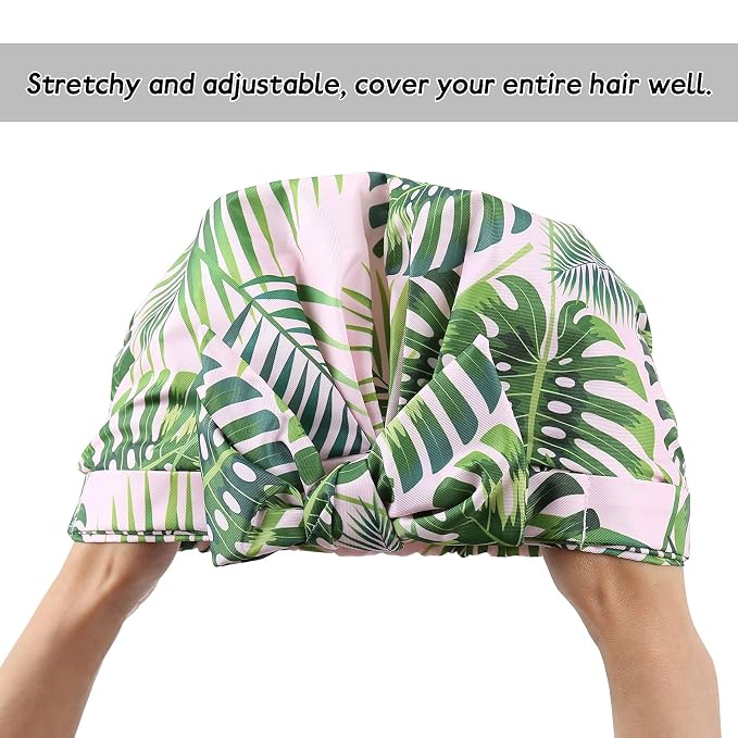 Shower Cap for Women Reusable Waterproof Bath Cap for Long Hair Cap for Shower - Image 6