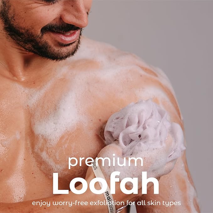 MainBasics Bath Shower Loofah Sponge Pouf Body Scrubber Exfoliator Body Wash - Image 2