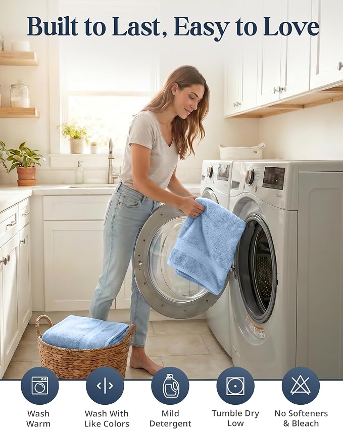 LANE LINEN 100% Cotton Bath Towels 6 Piece Set - Image 8