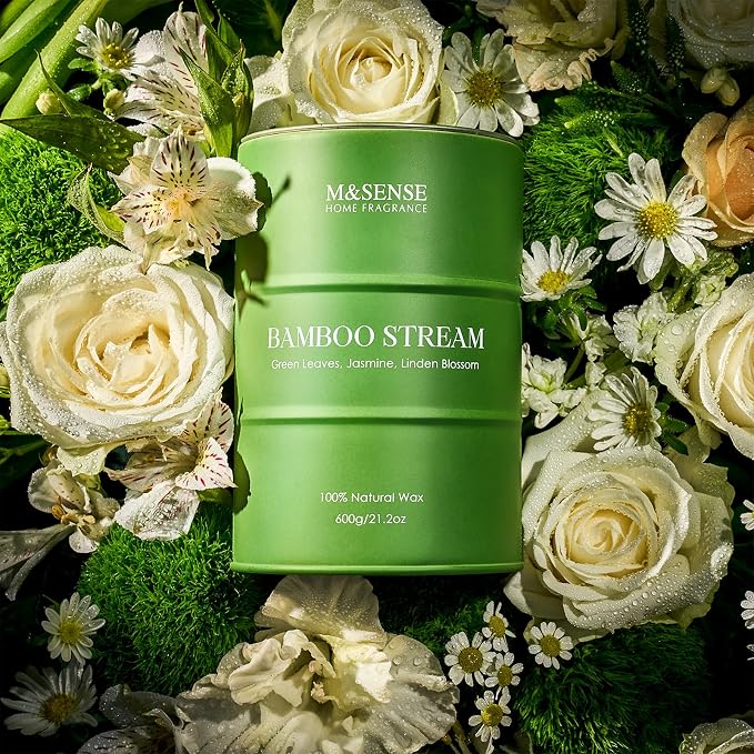 M&SENSE Bamboo Scented Candles Natural Non Toxic, Large Aromatherapy Candle - Image 2