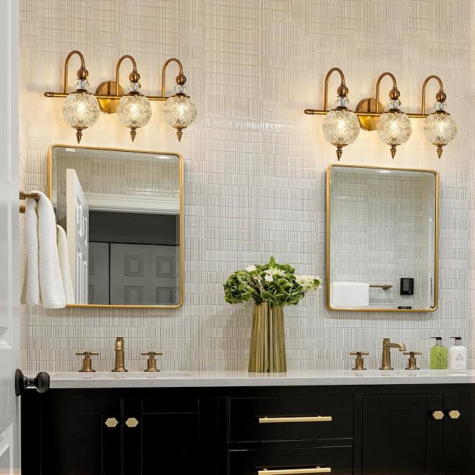 Piepooye Vintage Bathroom Lights Fixtures Gold Vanity Light - Image 7