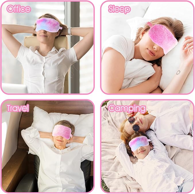 2 Pcs Plush Eye Mask Soft Sleeping Blindfold Eye Cover Comfortable Furry Faux - Image 6