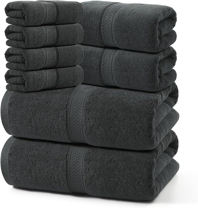 REDKISS Towels 8 Piece Luxury Bath Towel Set, 2 Bath Sheets, 2 Hand Towels by REDKISSOnline