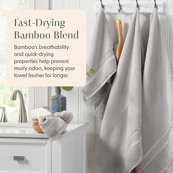 Springtree Home Luxury Bamboo Rayon Bath Towel Set 6 Piece Set | 35% Bamboo - Image 3