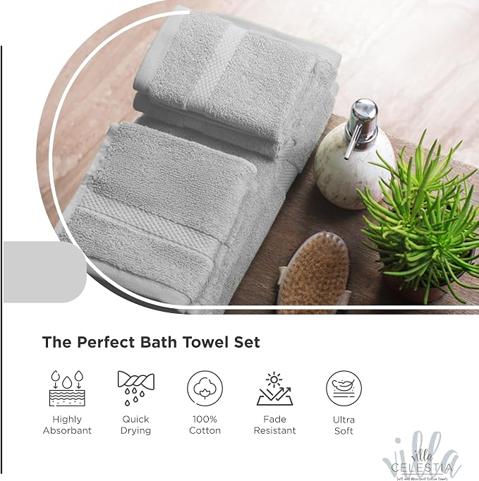 100% Cotton Bath Towel Set of 12-4 Bath Towels, 4 Hand Towels, 4 Wash Cloths - Image 3