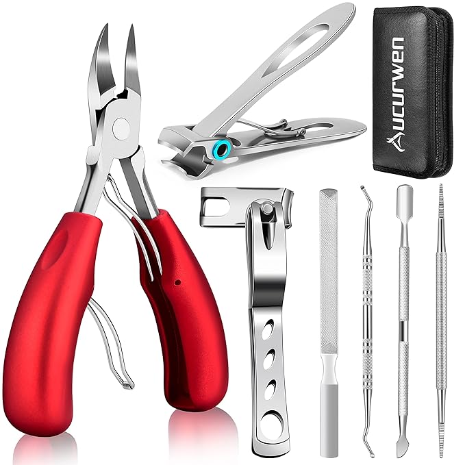 Podiatrist Toenail Clippers for Seniors Thick Toenails, Professional Pedicure by Aucurwen