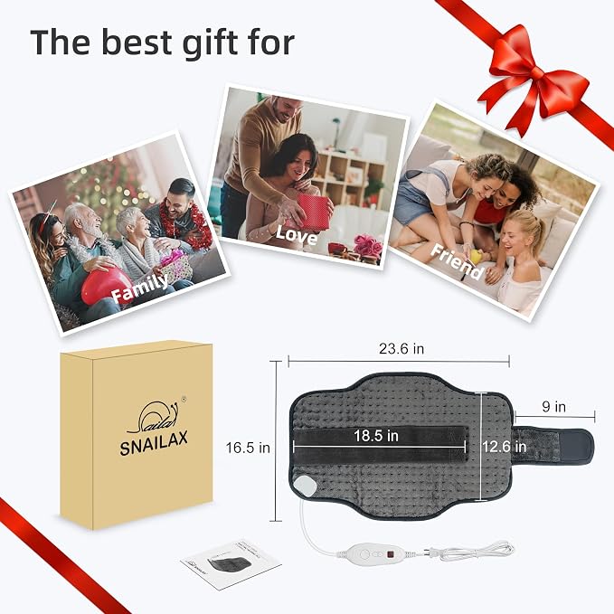 Snailax Heating Pad for Back Pain Relief，Electric Heat Pad for Period Cramps - Image 8