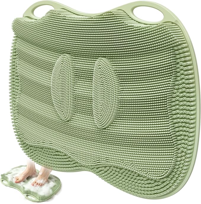 XL Shower Foot Scrubber Mat, Silicone Feet Massage Cleaner Dead Skin Toes Clean by Mabnuby