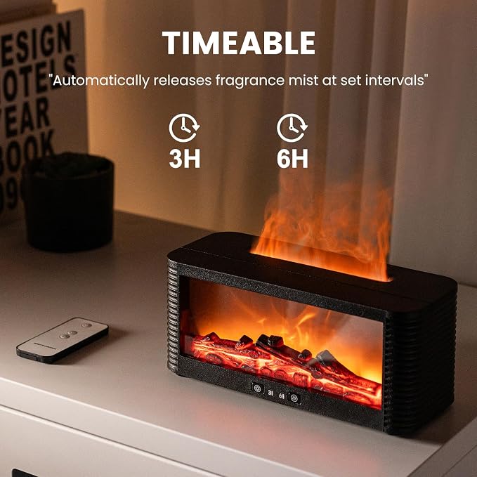 Flame Fireplace Aroma Essential Oil Diffuser, 250ml Ultrasonic Aromatherapy - Image 3