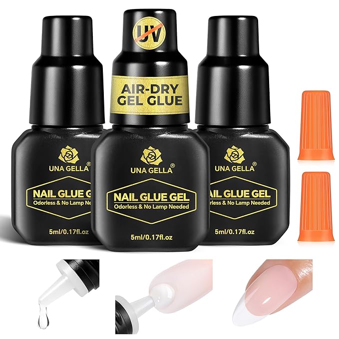 UNA GELLA Gel Nail Glue for Press Ons: 10s Fast Dry No U V Lamp Needed Glue Gel by UNAGELLA