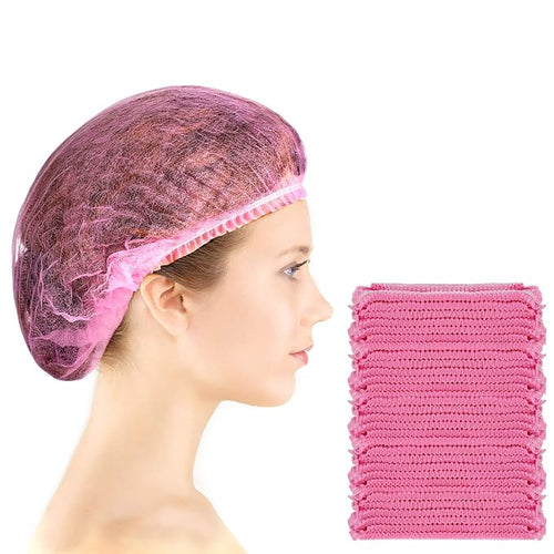 100 Pcs Disposable Nonwoven Bouffant Caps 21 Inch Hair Net Elastic Cap Hair by Geyoga