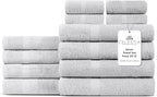 100% Cotton Bath Towel Set of 12-4 Bath Towels, 4 Hand Towels, 4 Wash Cloths by VillaCelestia