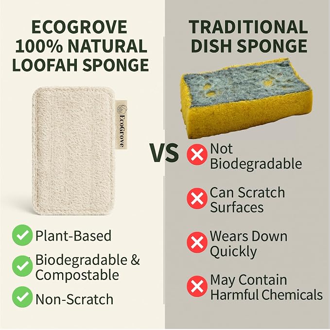 Natural Loofah Dish Sponges 4 Pack – 100% Plant-Based Luffa Scrubber - Image 7