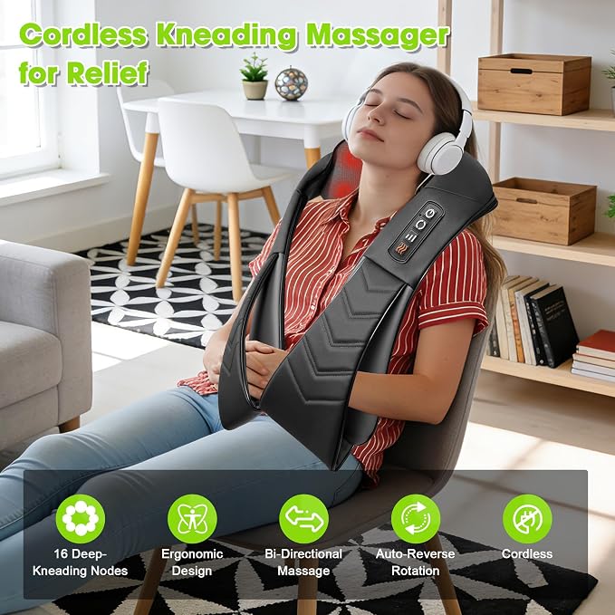 UFFAE Cordless Shiatsu Neck and Back Massager - Image 2