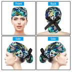 Scrub Caps Women Bouffant Scrub Caps, Adjustable Working Cap Ponytail Pouch Tie - Image 2