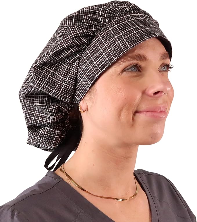 Sparkling EARTH Banded Bouffant Surgical Scrub Ponytail Working Caps and - Image 4