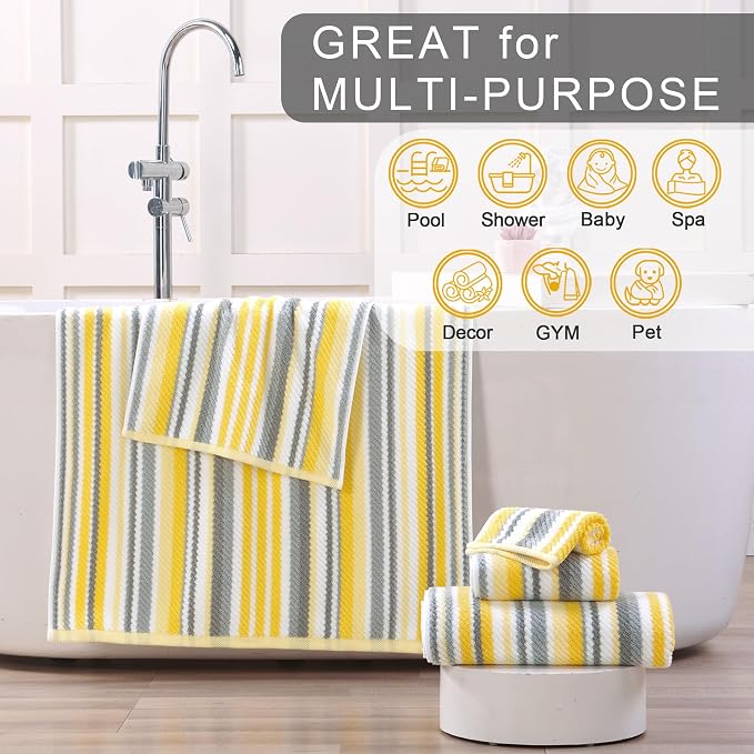 Bath Towels with Hanging Loops, Quick Dry, Absorb & Lightweight, 1 Bath 28"x52" - Image 5