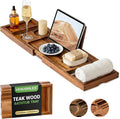 Venusmiles Teak Bathtub Tray Caddy, Foldable Bath Tray by Venusmiles