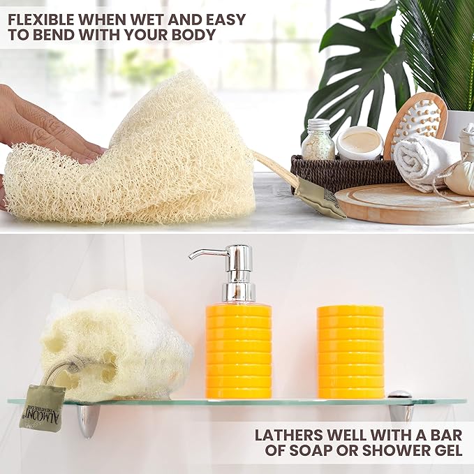Almooni Egyptian Loofah Exfoliating Body Scrubber, Natural Real Egyptian Shower - Image 3