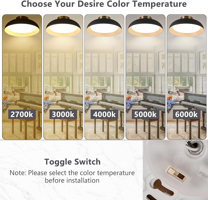 Bargeni Flush Mount Ceiling Light, 12.5 inch LED Ceiling Light Fixture - Image 4