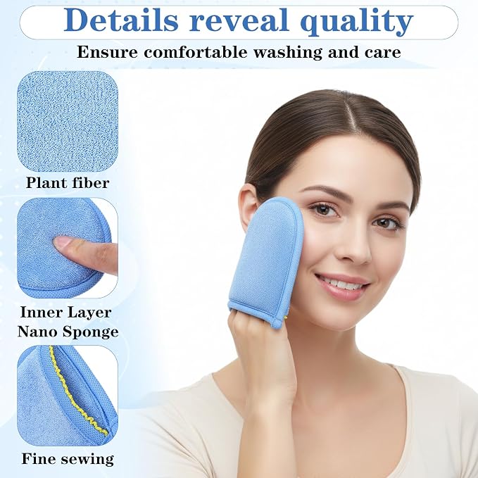 4 PCS Exfoliating Gloves, Exfoliating Facial Scrubber Mitt Facial Scrub Mitts - Image 3