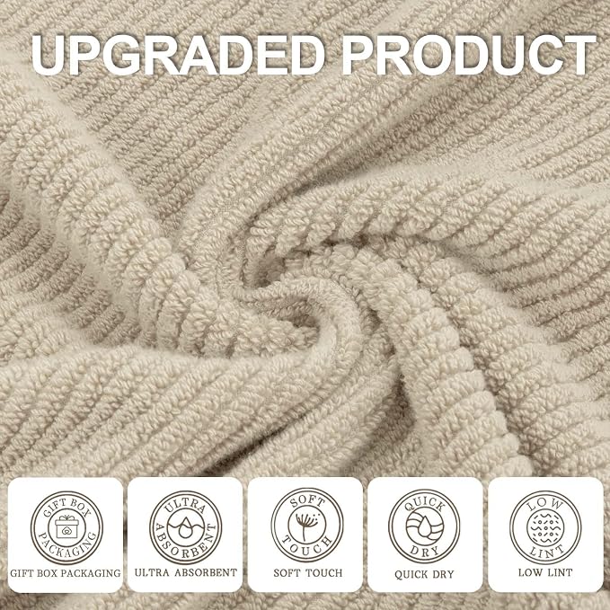 VOOVA & MOVAS Beige Towels for Bathroom - Image 2