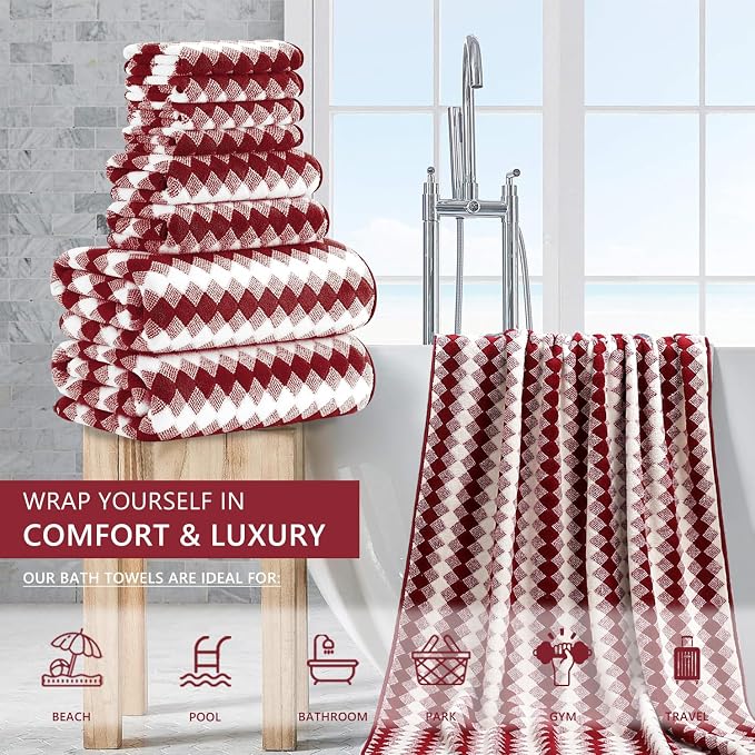 8 Piece Bathroom Towel Set |2 Oversized Bath Towels, 2 Hand Towels, 4 - Image 2