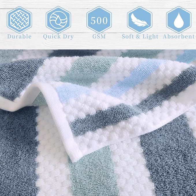 Waffle Hand Towels, Striped Hand Towel, Durable Towel - Image 2