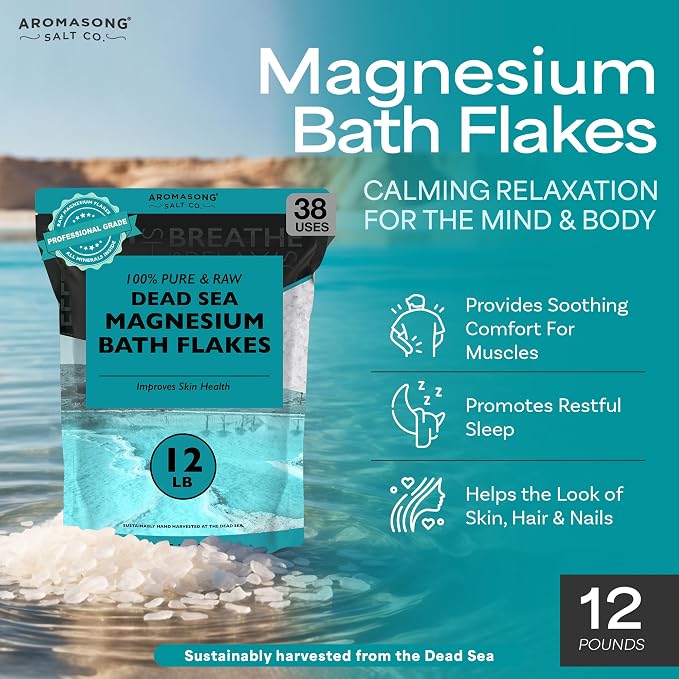 Aromasong Magnesium Flakes for Bath from The Dead Sea- 12 LB Resealable Pack - Image 2