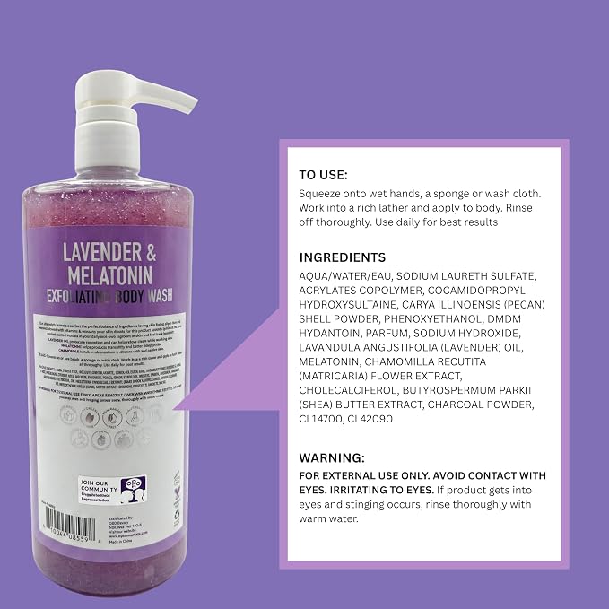 SpaScriptions Lavender & Melatonin Exfoliating Body Wash – 32 fl oz - Image 7