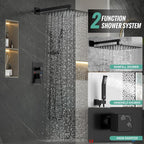 SR SUN RISE Matte Black Square Rainfall Shower Head and Handle Set, Wall - Image 4
