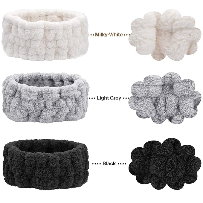 Chuangdi 3 Pieces Spa Headband for Women Facial Makeup Headband Soft Terry - Image 2