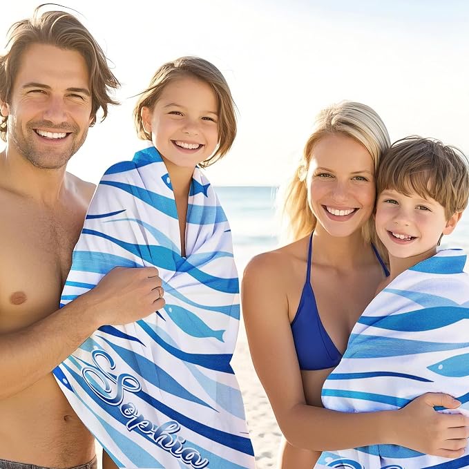 JML Custom Beach Towel with Name, Personalized Microfiber Beach Towel with Name - Image 4