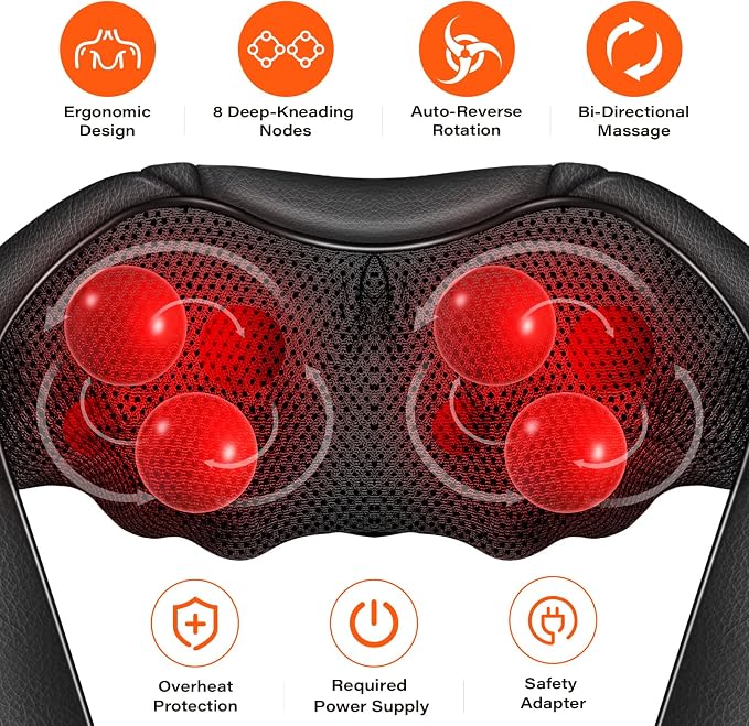 Neck Massager with Heat, Back Massager Deep Tissue, Electric 3D Kneading - Image 2