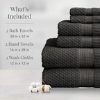 NY Loft 100% Cotton 6 Piece Bath Towel Set | Grey Towels | Oeko-TEX® Standard - Image 2