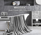 2 Hand Towel Set 16"x31" Black White Towel Set - Image 3