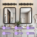 Modern LED Bathroom Light Fixtures Dimmable 5-Light Black Vanity Light - Image 2