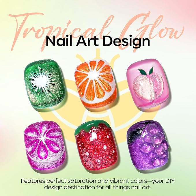 modelones Cat Eye Gel Nail Polish Set, 6 Colors Orange Neon Galaxy Hot Pink - Image 5