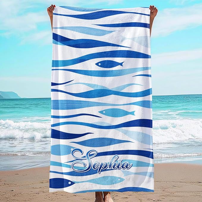 JML Custom Beach Towel with Name, Personalized Microfiber Beach Towel with Name by JML