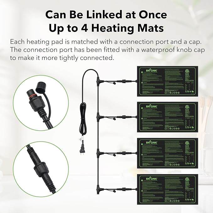 BN-LINK Seedling Heat Mat for Seed Starting 10" x 20.75", 4 Pack Daisy - Image 3