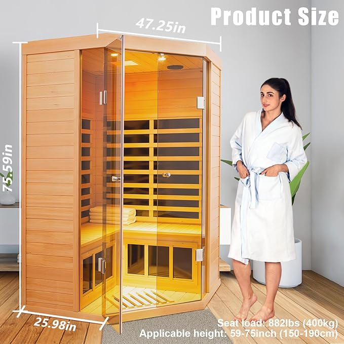 2 Person Far Infrared Sauna 0-5mG Ultra Low EMF 1520W Indoor Sauna Canadian - Image 7
